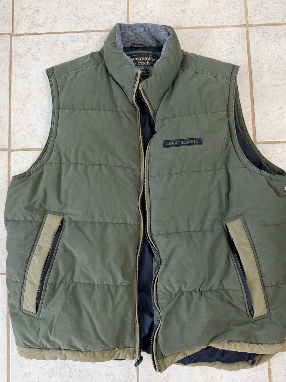Vintage Abercrombie & Fitch Olive Green Quilted Puffer Vest